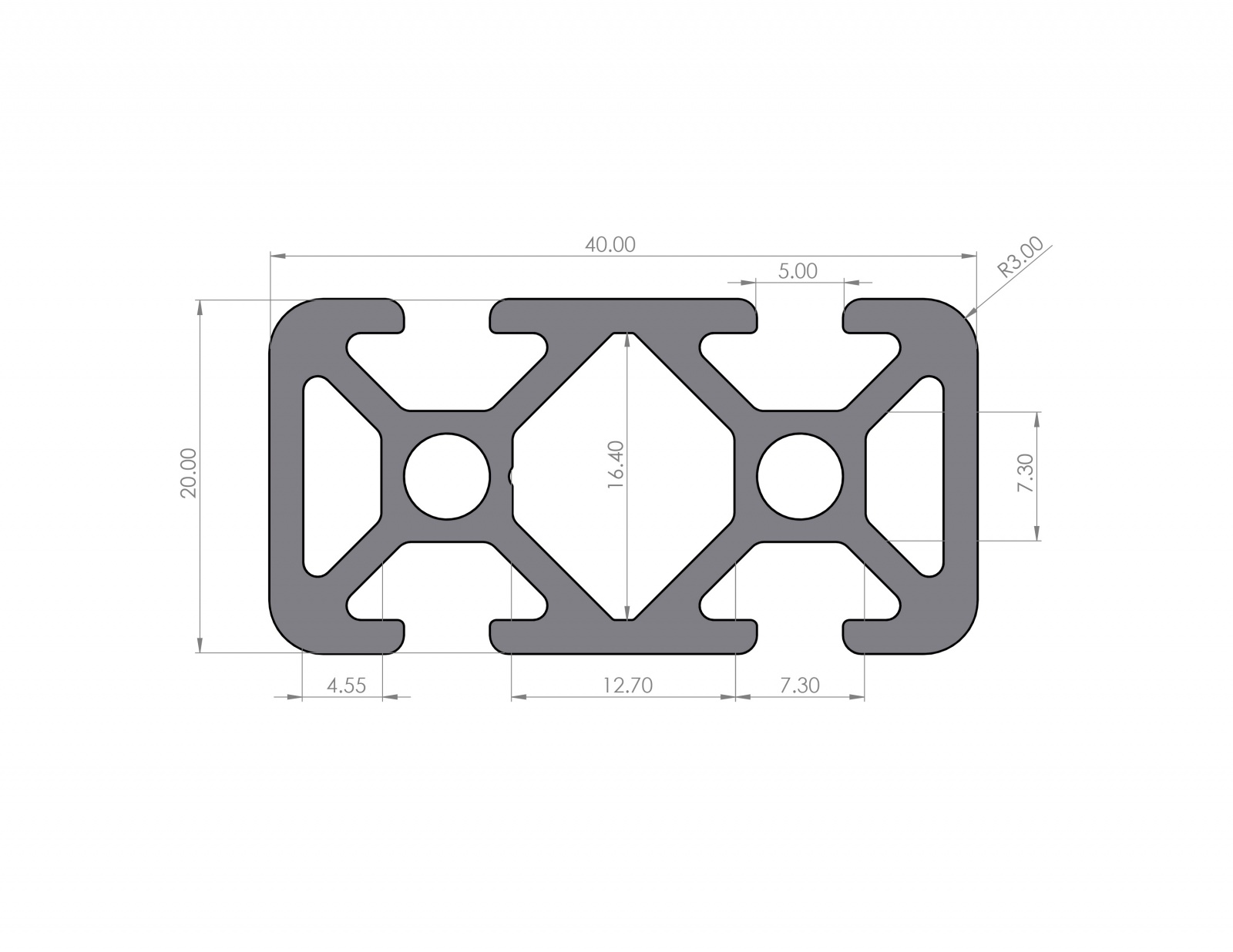 Aluminum profile 20x40 groove 5 I-type 2N180